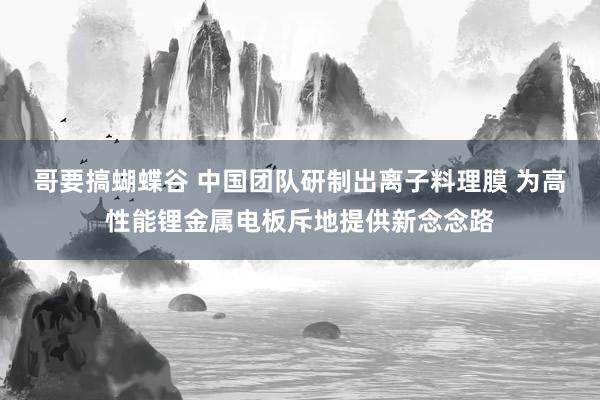 哥要搞蝴蝶谷 中国团队研制出离子料理膜 为高性能锂金属电板斥地提供新念念路